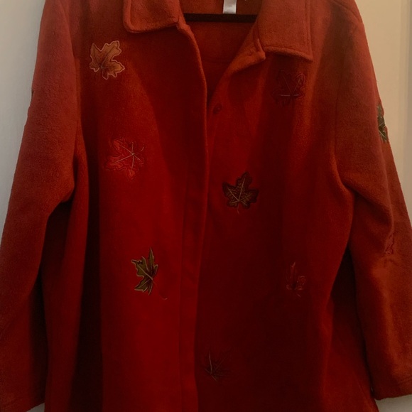 FALL LEAVES C.H.Banks jacket coat patchwork size 3X button down, warm festival - Picture 13 of 13